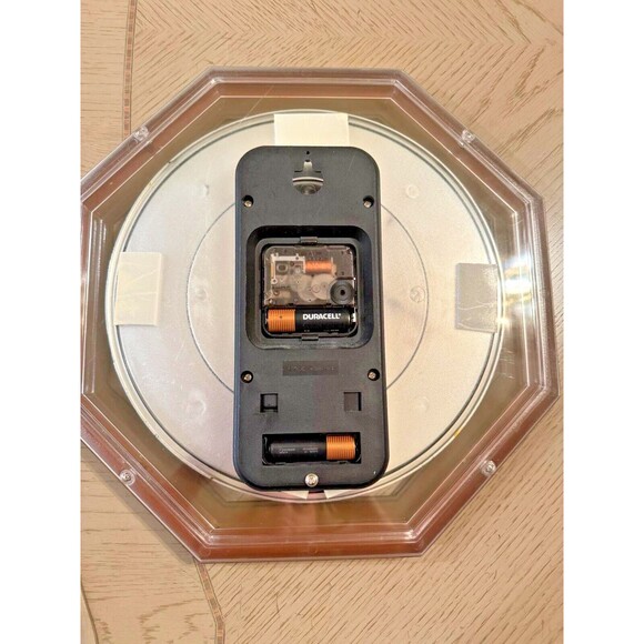 Vintage Seth Thomas Octagonal Quartz Wall Clock Brown Wooden Frame - Works - Picture 2 of 2